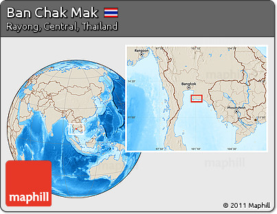 Shaded Relief Location Map of Ban Chak Mak