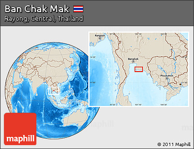 Shaded Relief Location Map of Ban Chak Mak