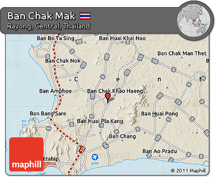 Shaded Relief Map of Ban Chak Mak