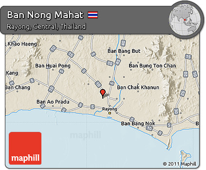 Shaded Relief Map of Ban Nong Mahat