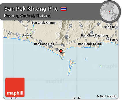 Shaded Relief Map of Ban Pak Khlong Phe