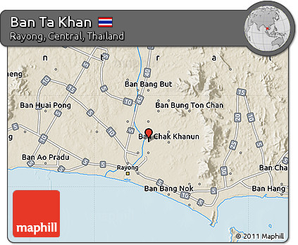 Shaded Relief Map of Ban Ta Khan