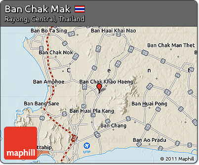 Shaded Relief Map of Ban Chak Mak
