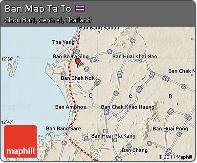 Shaded Relief Map of Ban Map Ta To