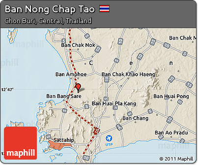Shaded Relief Map of Ban Nong Chap Tao