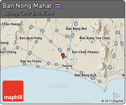 Shaded Relief Map of Ban Nong Mahat