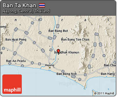 Shaded Relief Map of Ban Ta Khan