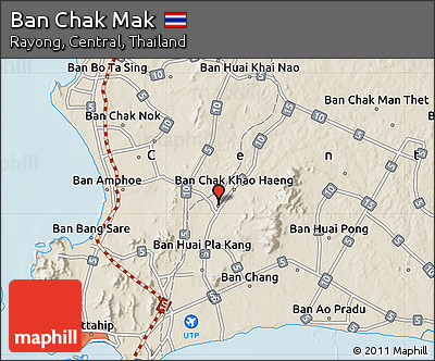Shaded Relief Map of Ban Chak Mak
