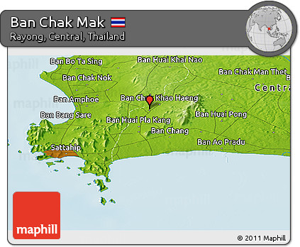 Physical Panoramic Map of Ban Chak Mak