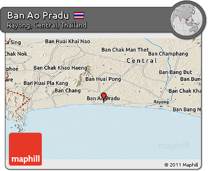 Shaded Relief Panoramic Map of Ban Ao Pradu