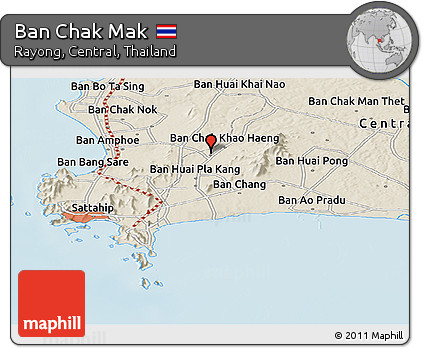 Shaded Relief Panoramic Map of Ban Chak Mak