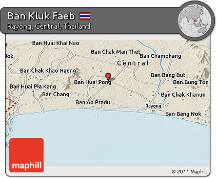 Shaded Relief Panoramic Map of Ban Kluk Faeb