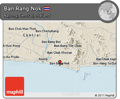 Shaded Relief Panoramic Map of Ban Rang Nok