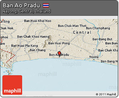 Shaded Relief Panoramic Map of Ban Ao Pradu