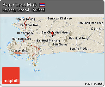 Shaded Relief Panoramic Map of Ban Chak Mak