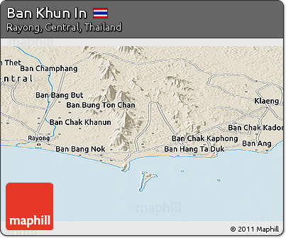 Shaded Relief Panoramic Map of Ban Khun In