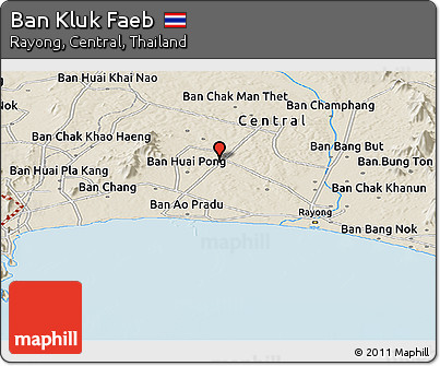 Shaded Relief Panoramic Map of Ban Kluk Faeb