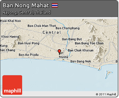 Shaded Relief Panoramic Map of Ban Nong Mahat