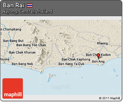 Shaded Relief Panoramic Map of Ban Rai
