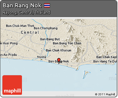 Shaded Relief Panoramic Map of Ban Rang Nok