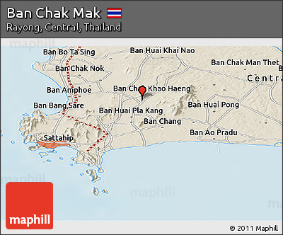 Shaded Relief Panoramic Map of Ban Chak Mak