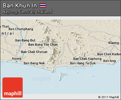 Shaded Relief Panoramic Map of Ban Khun In