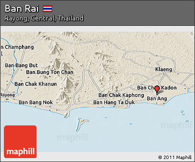 Shaded Relief Panoramic Map of Ban Rai
