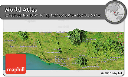 Satellite Panoramic Map of the Area around 12° 42' 56" N, 102° 4' 29" E