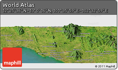 Satellite Panoramic Map of the Area around 12° 42' 56" N, 102° 4' 29" E
