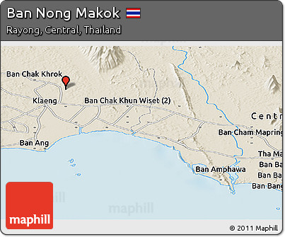 Shaded Relief Panoramic Map of Ban Nong Makok