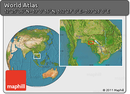 Satellite Location Map of the Area around 12° 42' 56" N, 102° 55' 30" E