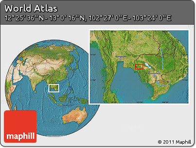 Satellite Location Map of the Area around 12° 42' 56" N, 102° 55' 30" E