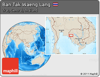Shaded Relief Location Map of Ban Tak Waeng Lang