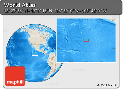 Shaded Relief Location Map of the Area around 12° 42' 56" N, 106° 10' 30" W