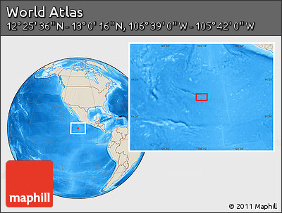 Shaded Relief Location Map of the Area around 12° 42' 56" N, 106° 10' 30" W