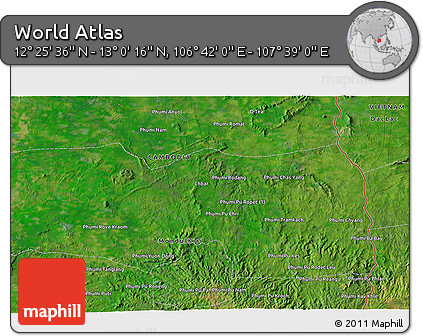 Satellite 3D Map of the Area around 12° 42' 56" N, 107° 10' 30" E