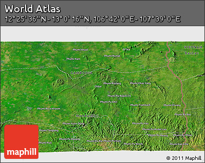 Satellite 3D Map of the Area around 12° 42' 56" N, 107° 10' 30" E