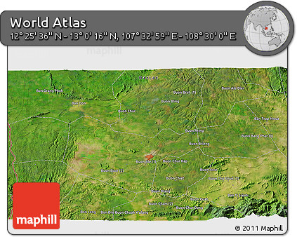 Satellite 3D Map of the Area around 12° 42' 56" N, 108° 1' 30" E
