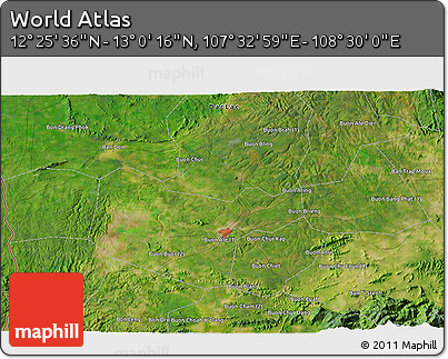 Satellite 3D Map of the Area around 12° 42' 56" N, 108° 1' 30" E