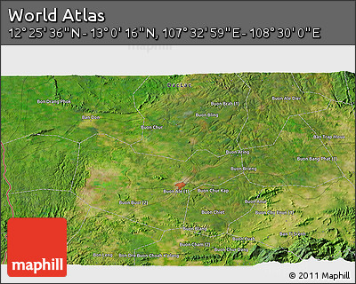 Satellite 3D Map of the Area around 12° 42' 56" N, 108° 1' 30" E