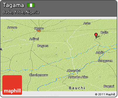 Physical Panoramic Map of Tagama