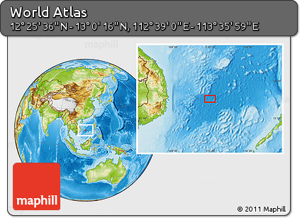 Physical Location Map of the Area around 12° 42' 56" N, 113° 7' 30" E