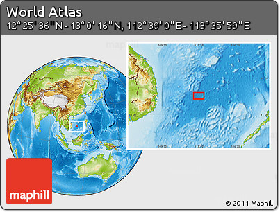 Physical Location Map of the Area around 12° 42' 56" N, 113° 7' 30" E