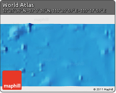 Physical 3D Map of the Area around 12° 42' 56" N, 114° 49' 29" E