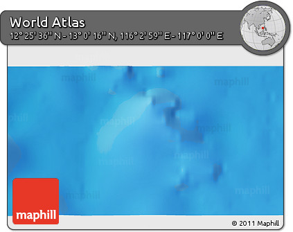 Physical 3D Map of the Area around 12° 42' 56" N, 116° 31' 30" E