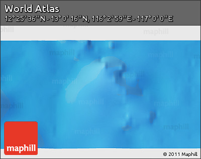 Physical 3D Map of the Area around 12° 42' 56" N, 116° 31' 30" E
