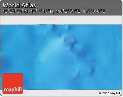 Physical 3D Map of the Area around 12° 42' 56" N, 116° 31' 30" E