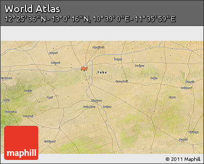 Satellite 3D Map of the Area around 12° 42' 56" N, 11° 7' 30" E