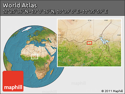 Satellite Location Map of the Area around 12° 42' 56" N, 11° 7' 30" E