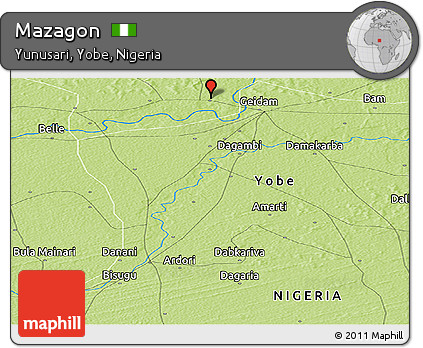 Physical Panoramic Map of Mazagon